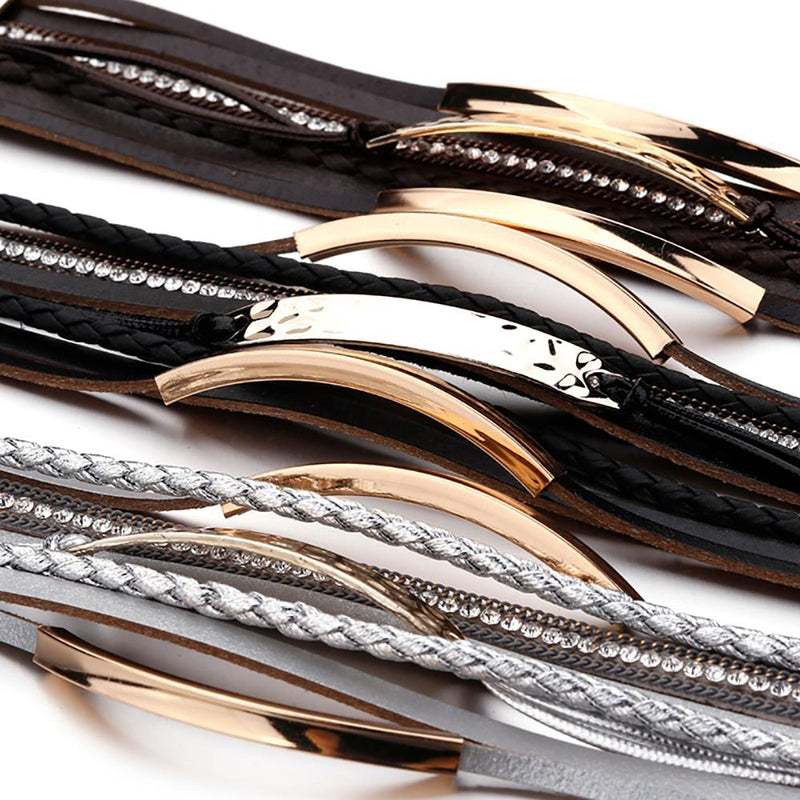 Mehrlagiges geflochtenes Seil mit Metallanhänger-Armband