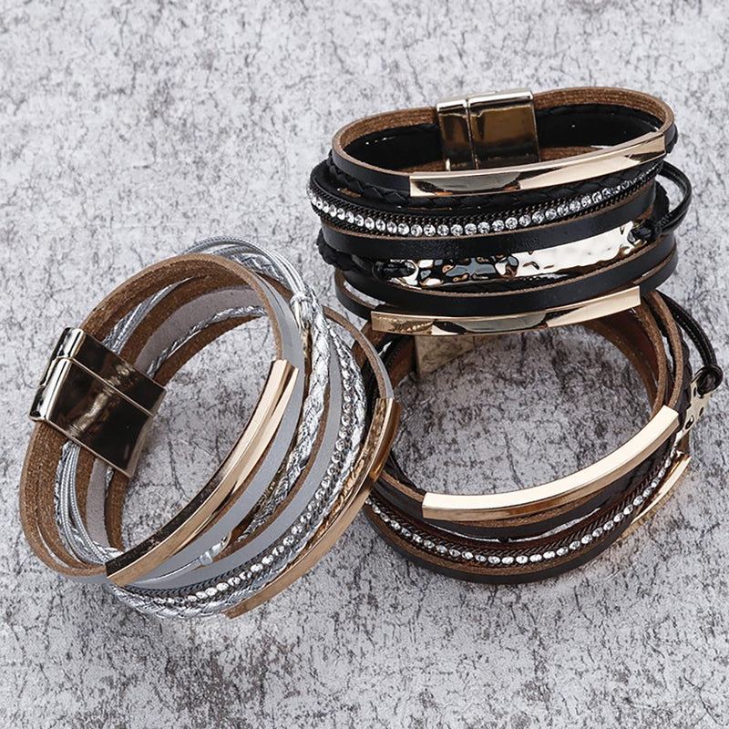 Mehrlagiges geflochtenes Seil mit Metallanhänger-Armband