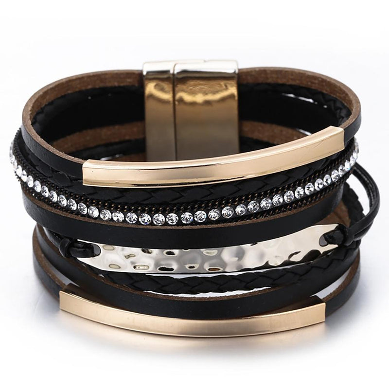 Mehrlagiges geflochtenes Seil mit Metallanhänger-Armband