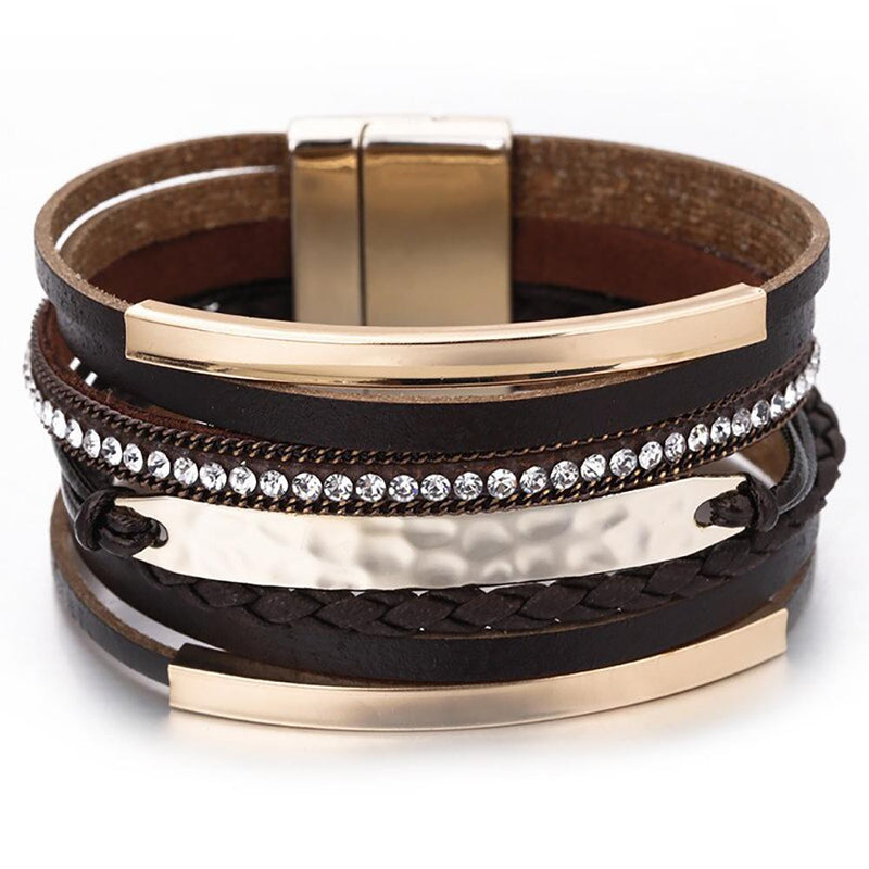 Mehrlagiges geflochtenes Seil mit Metallanhänger-Armband