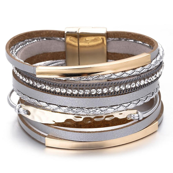 Mehrlagiges geflochtenes Seil mit Metallanhänger-Armband