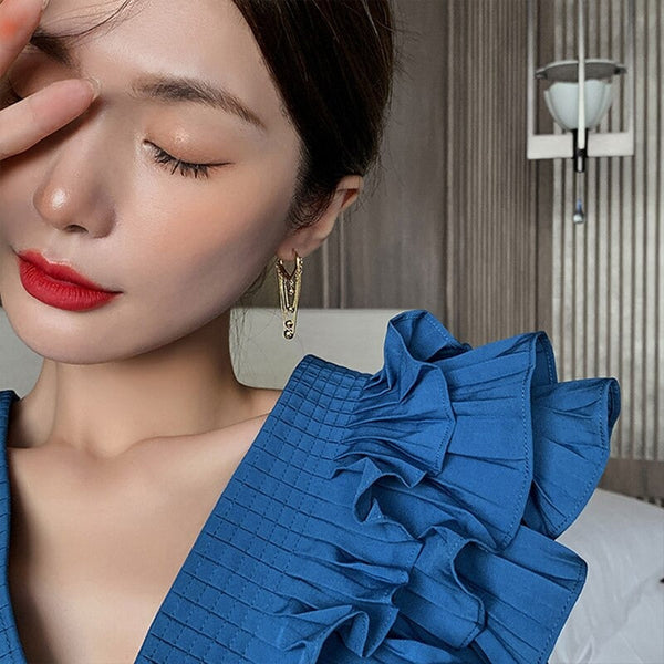 Mehrlagige Kettenquasten mit Metallkugel-Anhänger-Ohrringe