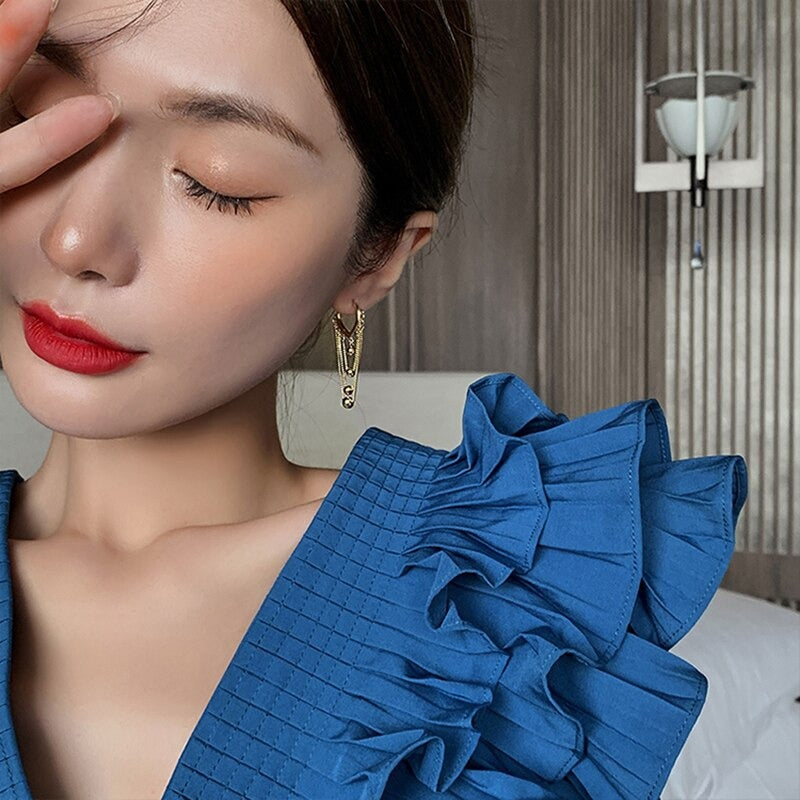 Mehrlagige Kettenquasten mit Metallkugel-Anhänger-Ohrringe