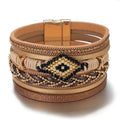 Mehrlagige Wickelarmbänder aus Leder mit bösem Blick