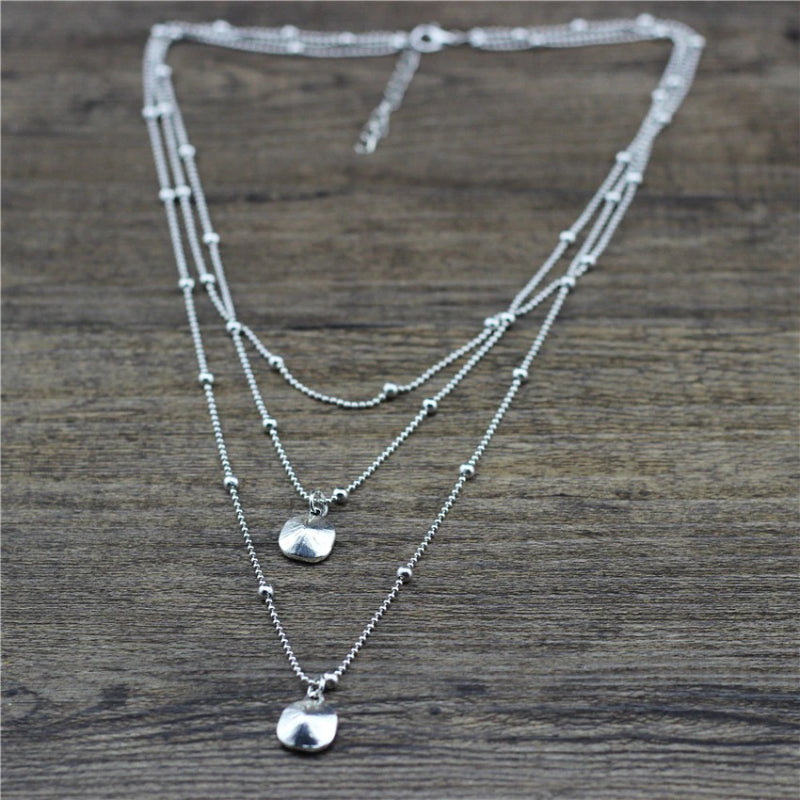 Mehrschichtiger quadratischer Strass-Anhänger mit Perlenkette, lange Halsketten