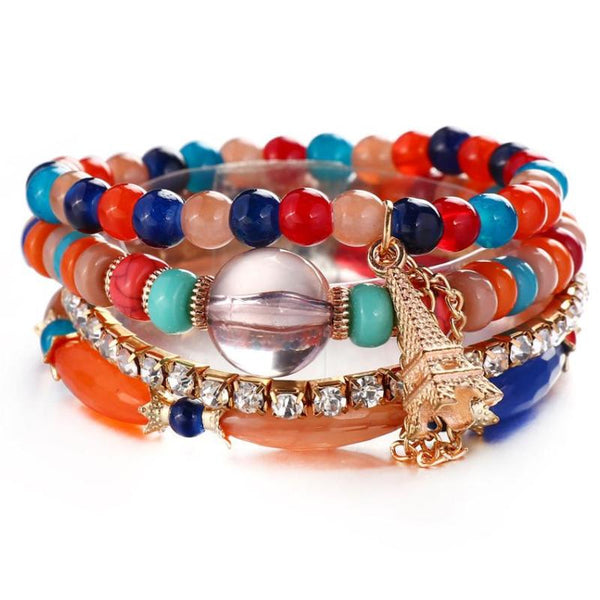 Mehrlagige Bettelarmbänder mit Quasten