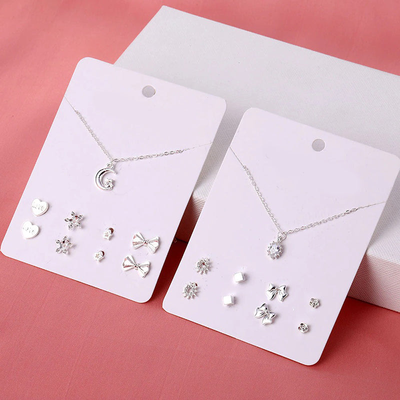 Schmucksets mit Halsketten und Ohrringen aus Zirkonia in verschiedenen Stilen