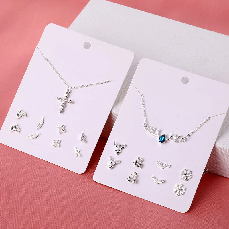 Schmucksets mit Halsketten und Ohrringen aus Zirkonia in verschiedenen Stilen