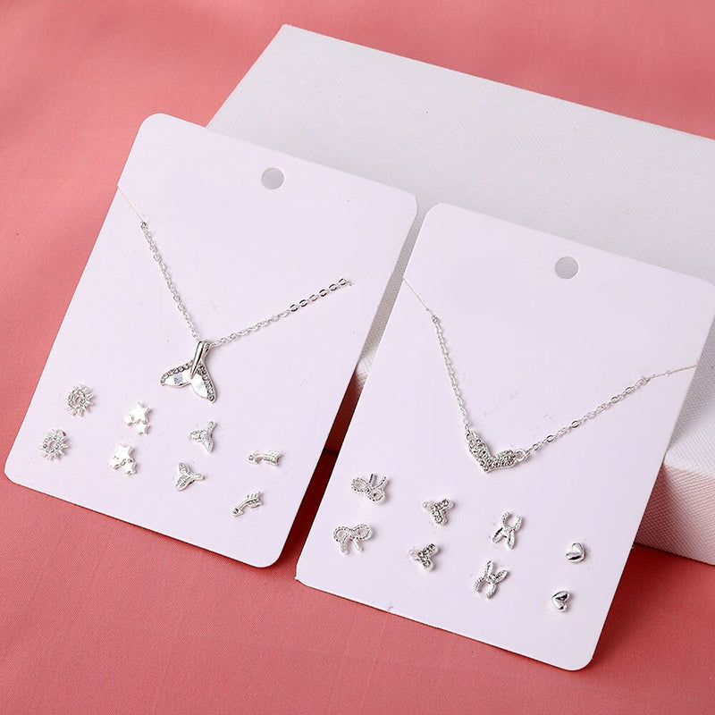 Schmucksets mit Halsketten und Ohrringen aus Zirkonia in verschiedenen Stilen