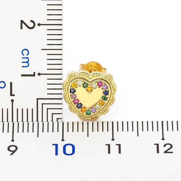 Niedliche Ohrstecker mit Regenbogen-Zirkon-Herz in mehreren Stilen