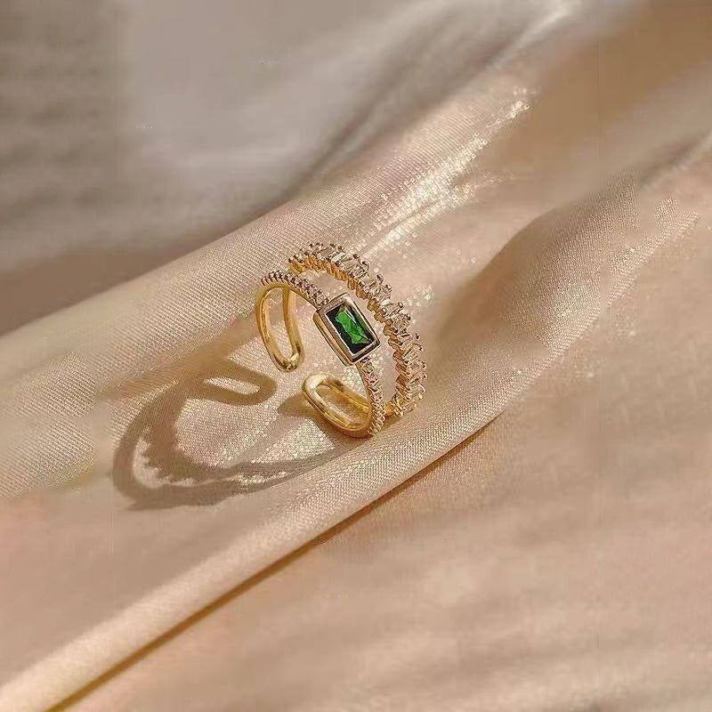 Verstellbare Ringe für Partygirls mit doppellagiger Zirkoniaschnalle in mehreren Stilen