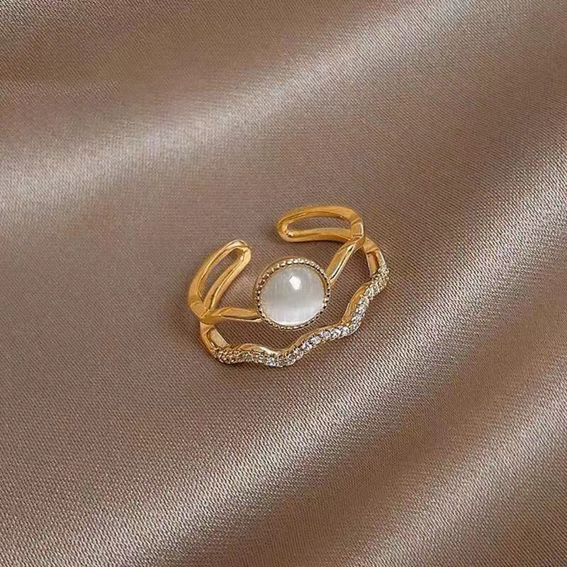 Verstellbare Ringe für Partygirls mit doppellagiger Zirkoniaschnalle in mehreren Stilen