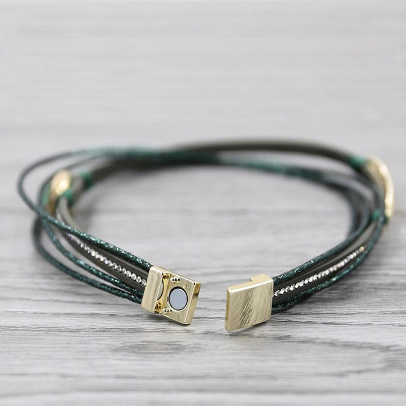 Druzy-Armbänder zum Wickeln mit Federblatt-Anhänger