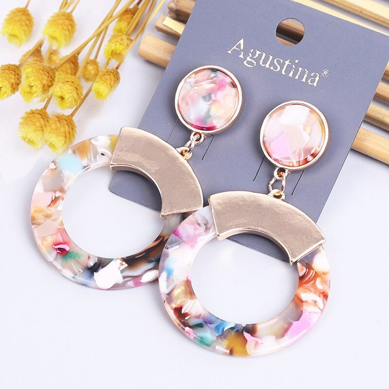 Mehrfarbige Bohemian Fashion Statement Ohrringe aus Acryl