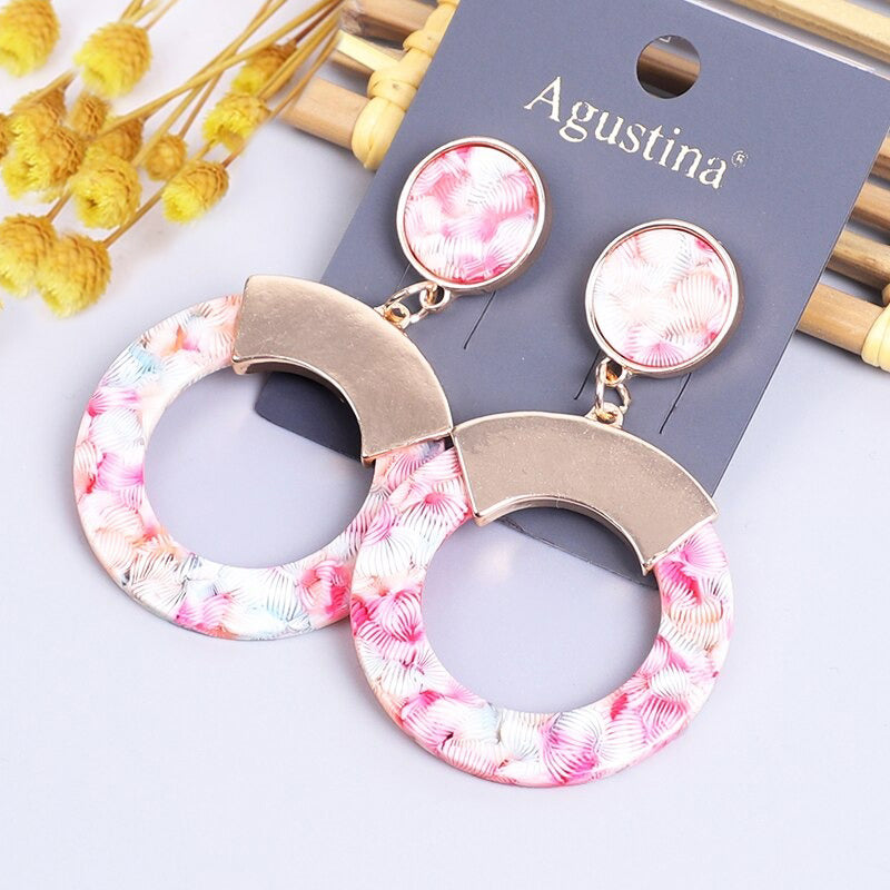 Mehrfarbige Bohemian Fashion Statement Ohrringe aus Acryl