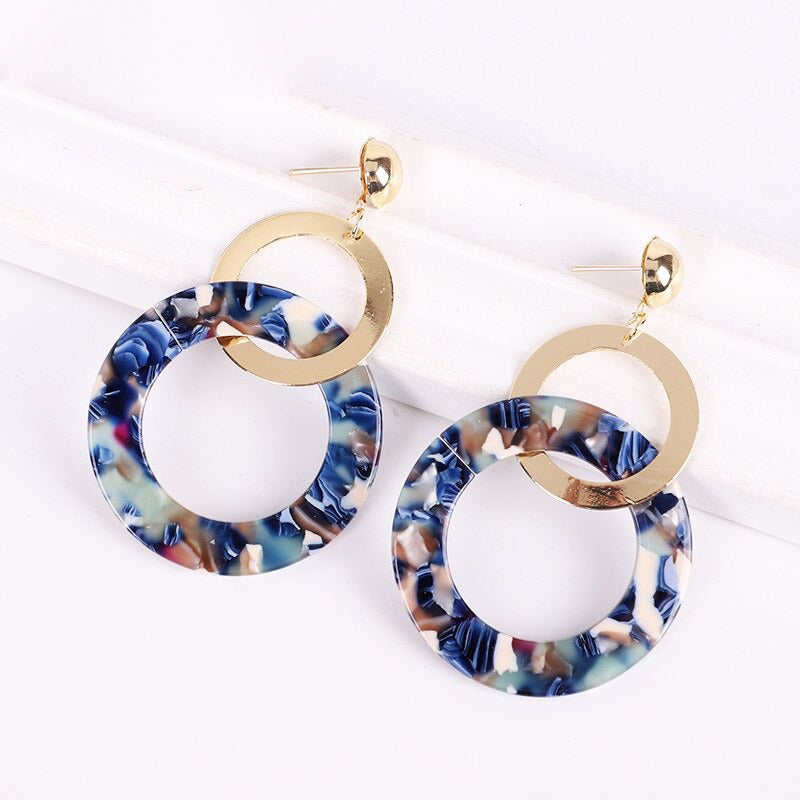 Mehrfarbige Bohemian Fashion Statement Ohrringe aus Acryl