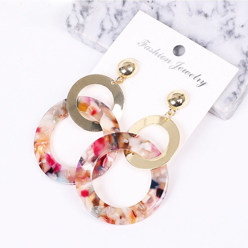 Mehrfarbige Bohemian Fashion Statement Ohrringe aus Acryl