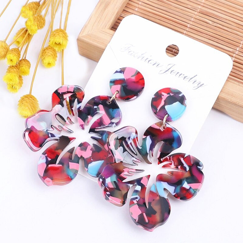 Mehrfarbige Bohemian Fashion Statement Ohrringe aus Acryl