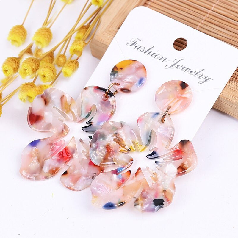Mehrfarbige Bohemian Fashion Statement Ohrringe aus Acryl