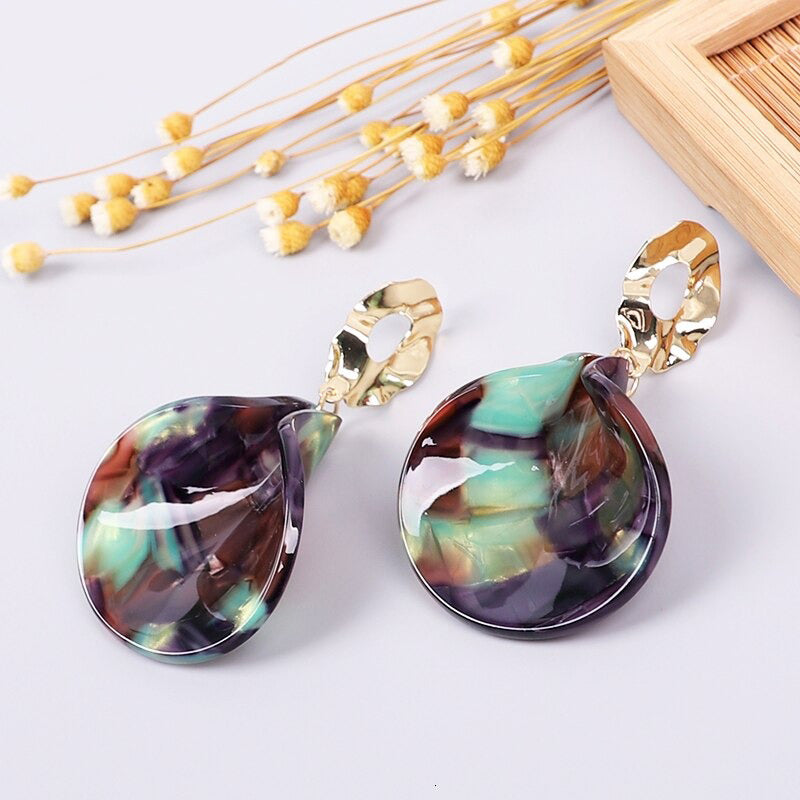 Mehrfarbige Bohemian Fashion Statement Ohrringe aus Acryl