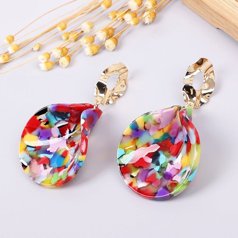 Mehrfarbige Bohemian Fashion Statement Ohrringe aus Acryl