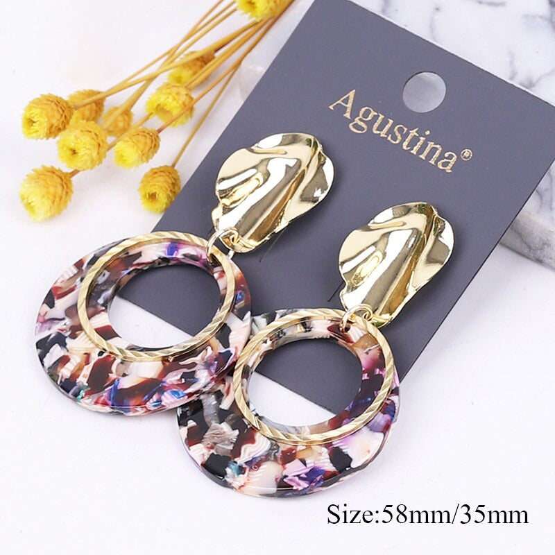 Mehrfarbige Bohemian Fashion Statement Ohrringe aus Acryl