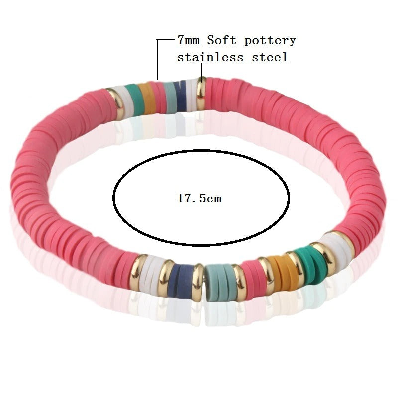 Mehrfarbige böhmische Sommer-Scheibenperlen-Armbänder und Halsketten