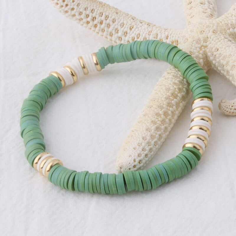 Mehrfarbige böhmische Sommer-Scheibenperlen-Armbänder und Halsketten