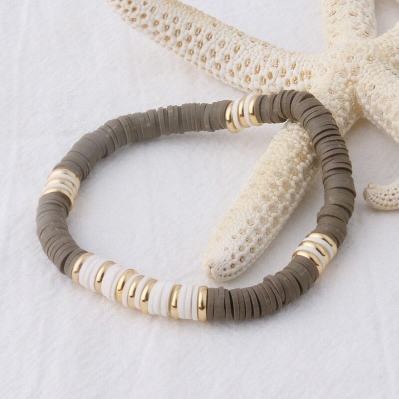 Mehrfarbige böhmische Sommer-Scheibenperlen-Armbänder und Halsketten