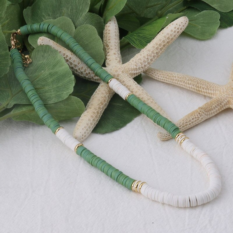 Mehrfarbige böhmische Sommer-Scheibenperlen-Armbänder und Halsketten