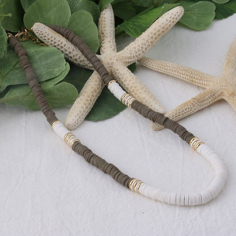 Mehrfarbige böhmische Sommer-Scheibenperlen-Armbänder und Halsketten