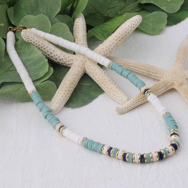 Mehrfarbige böhmische Sommer-Scheibenperlen-Armbänder und Halsketten