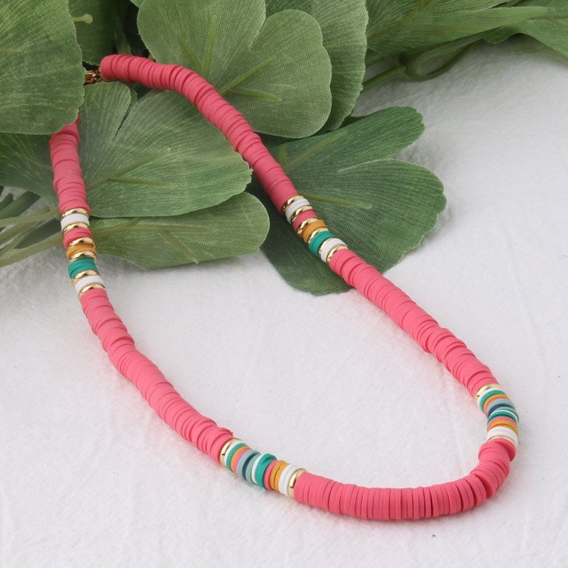 Mehrfarbige böhmische Sommer-Scheibenperlen-Armbänder und Halsketten