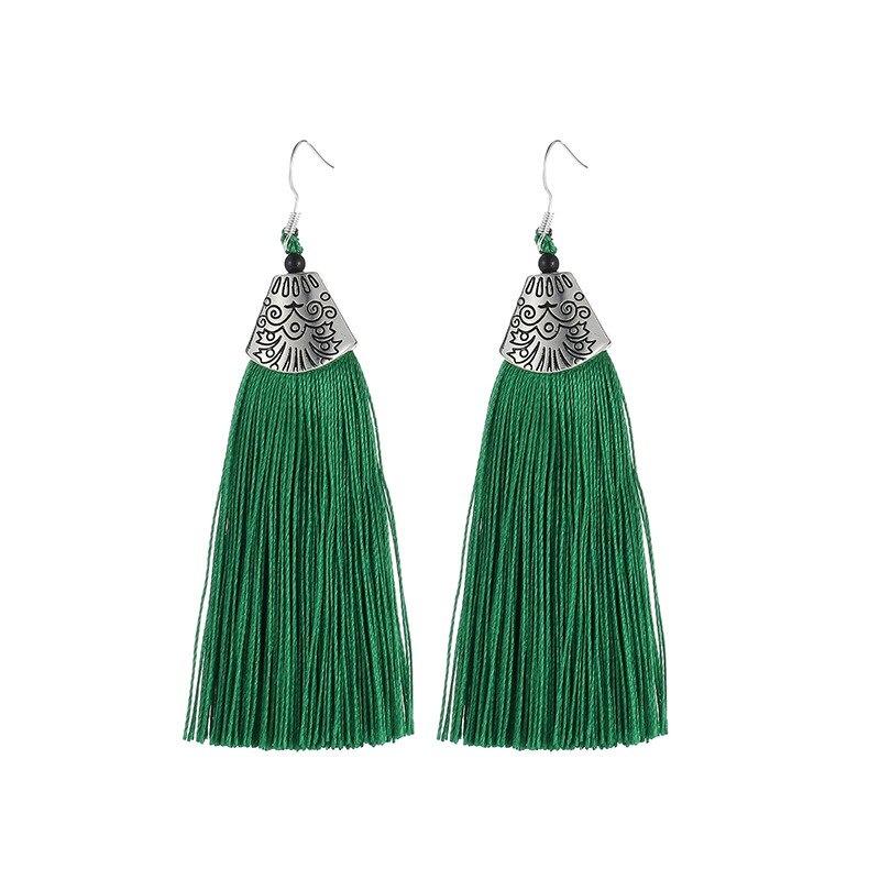 Mehrfarbige Bohemian Trend Blatt Quaste Tropfen Ohrringe