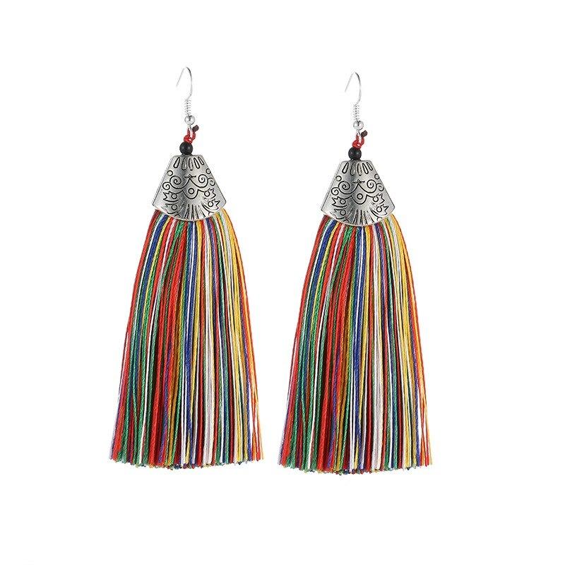 Mehrfarbige Bohemian Trend Blatt Quaste Tropfen Ohrringe