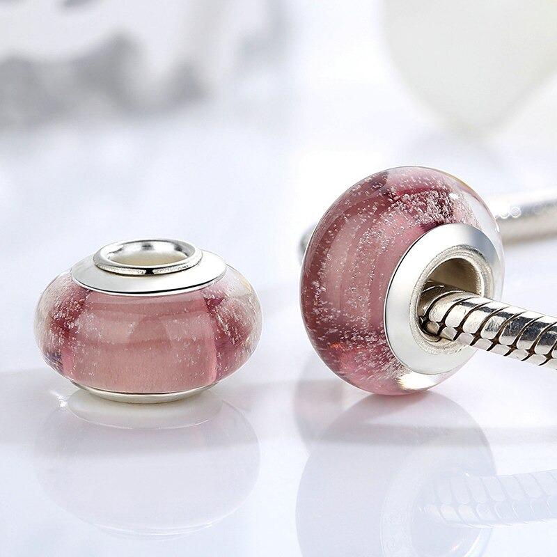 Mehrfarbige Charm-Perlen aus Muranoglas mit Blumenmotiv