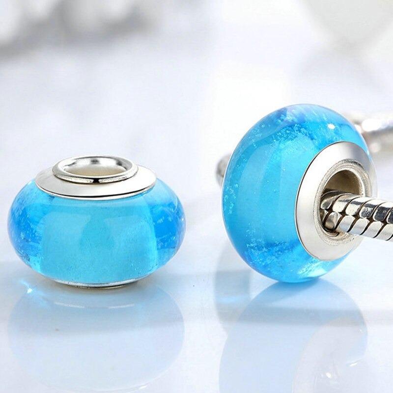 Mehrfarbige Charm-Perlen aus Muranoglas mit Blumenmotiv