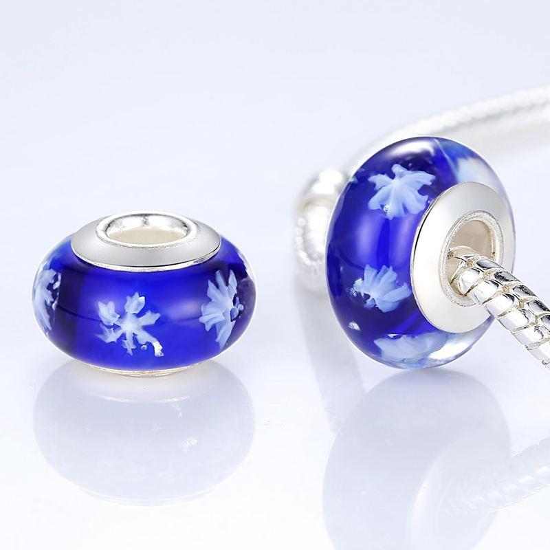 Mehrfarbige Charm-Perlen aus Muranoglas mit Blumenmotiv