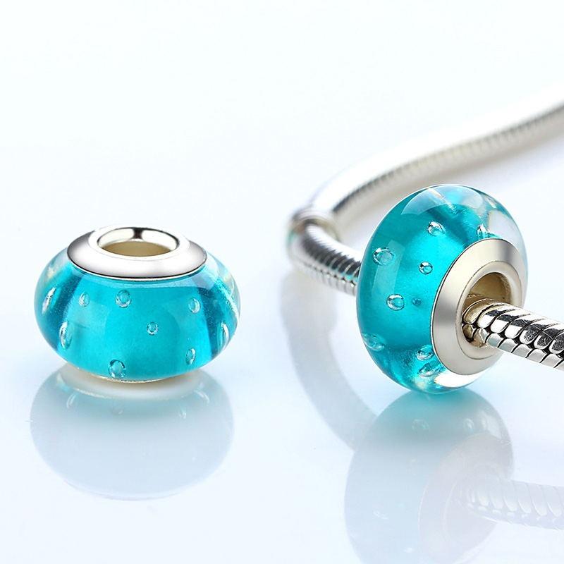 Mehrfarbige Charm-Perlen aus Muranoglas mit Blumenmotiv