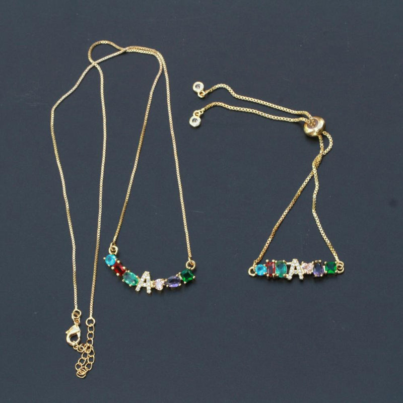 Mehrfarbige Initialen A-Z Charm Personalisierte Anhänger Halsketten