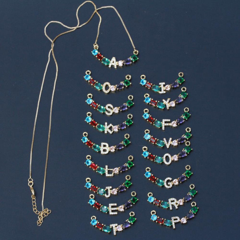 Mehrfarbige Initialen A-Z Charm Personalisierte Anhänger Halsketten