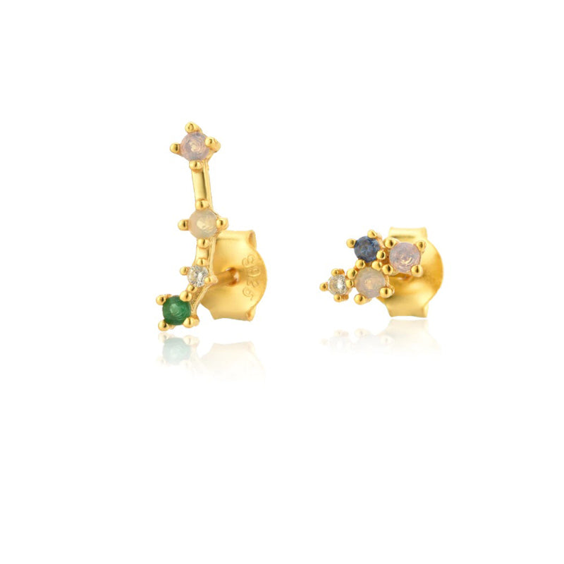 Halsketten und Ohrringe mit mehrfarbigen Zirkonia-Akzenten und 12 Sternzeichen