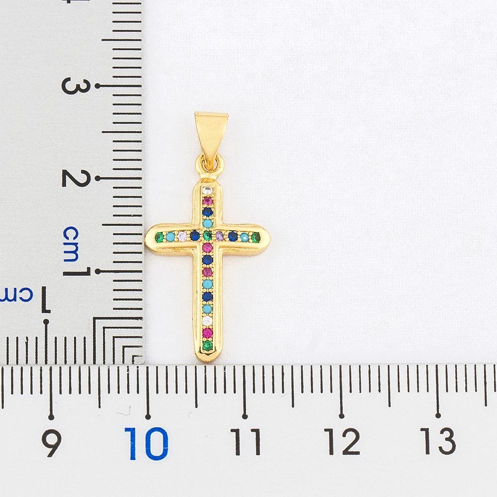 Halskette mit Kreuzanhänger aus mehrfarbigem Zirkonia