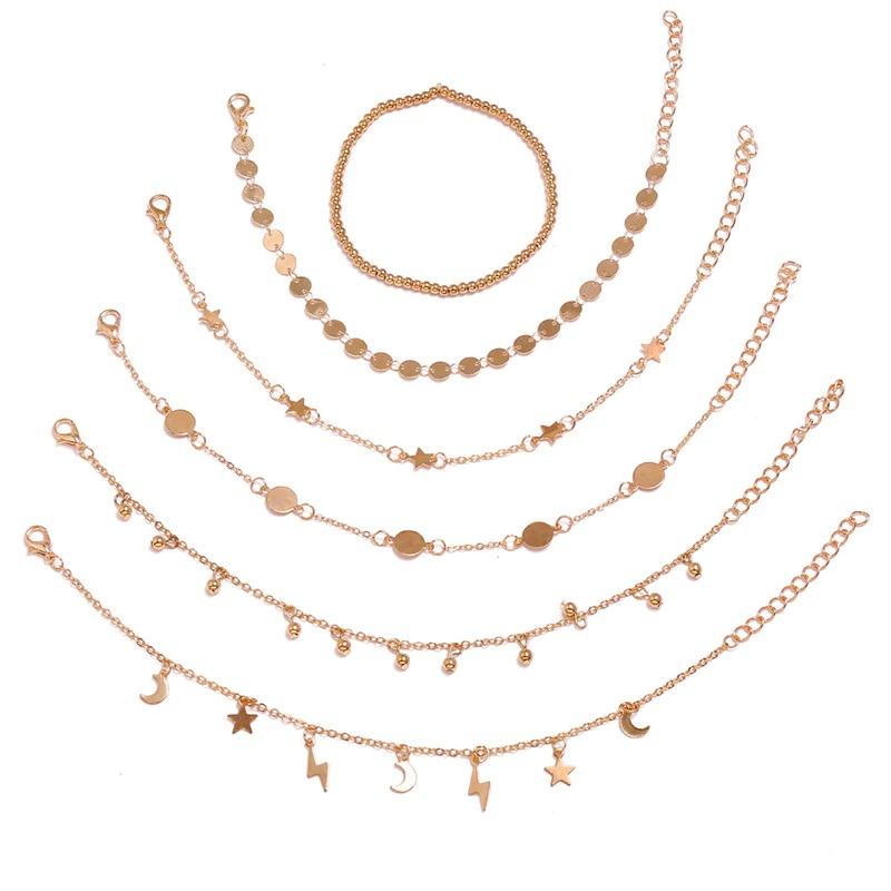 Mehrlagige Fußkettchen-Armbänder mit Perlenkette