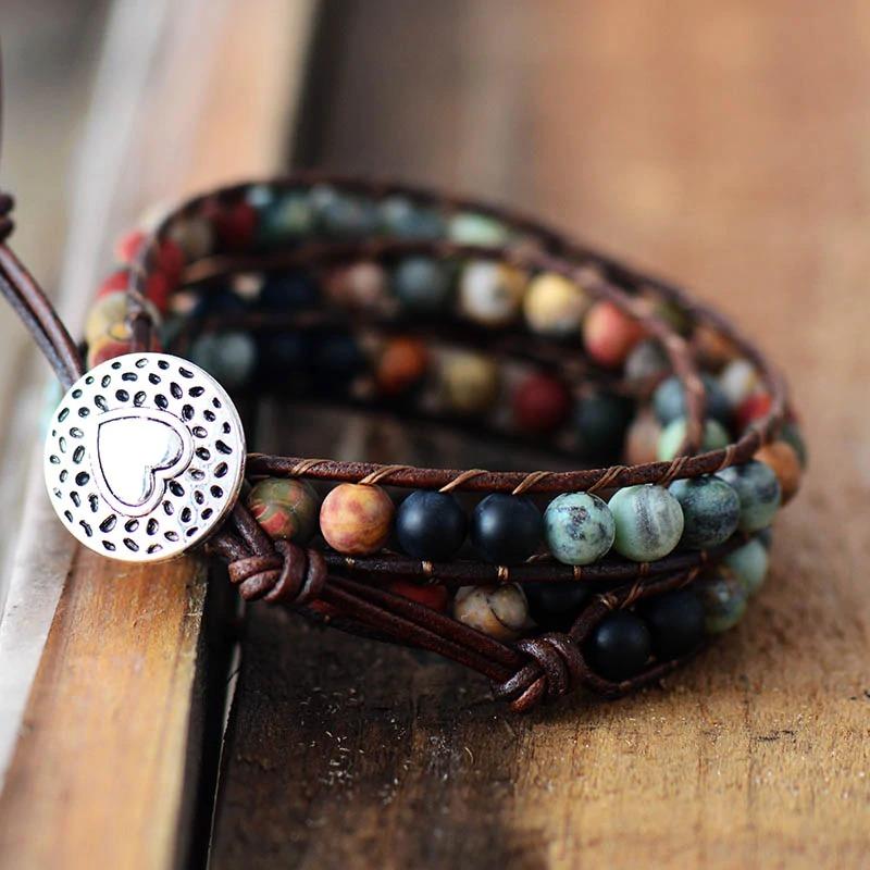 Mehrschichtige böhmische Wickelarmbänder mit Perlen
