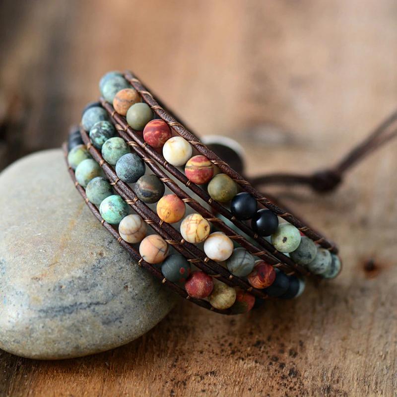 Mehrschichtige böhmische Wickelarmbänder mit Perlen
