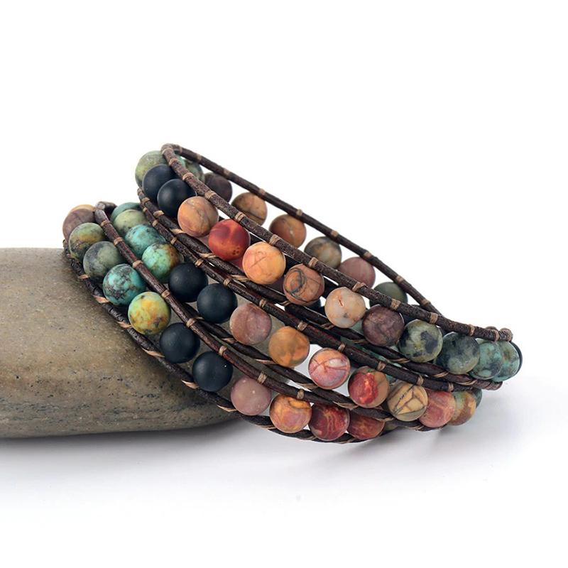 Mehrschichtige böhmische Wickelarmbänder mit Perlen