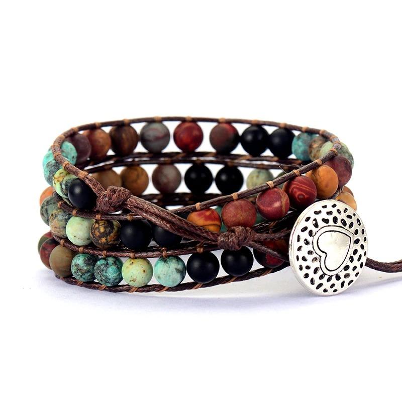 Mehrschichtige böhmische Wickelarmbänder mit Perlen