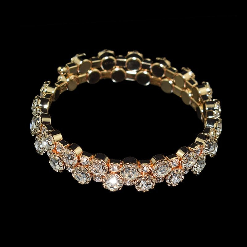 Mehrreihige verstellbare Armreifen mit Strasssteinen