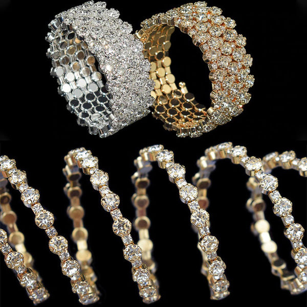 Mehrreihige verstellbare Armreifen mit Strasssteinen